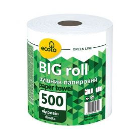 Рушник паперовий Ecolo 2-шаровий, 500 аркушів, целюлозний 1рулон