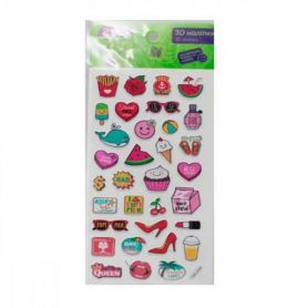 Наліпка 3D 18х9,5см Літній мікс для дівчат Zibi