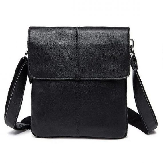 Сумка мужская Vintage 23х26,5х1 черная, кожа