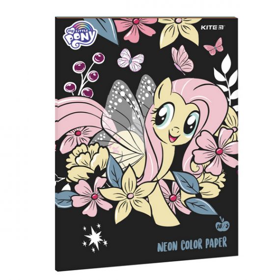 Бумага цветная неоновая А-4 10л. 5 цветов Little Pony Kite