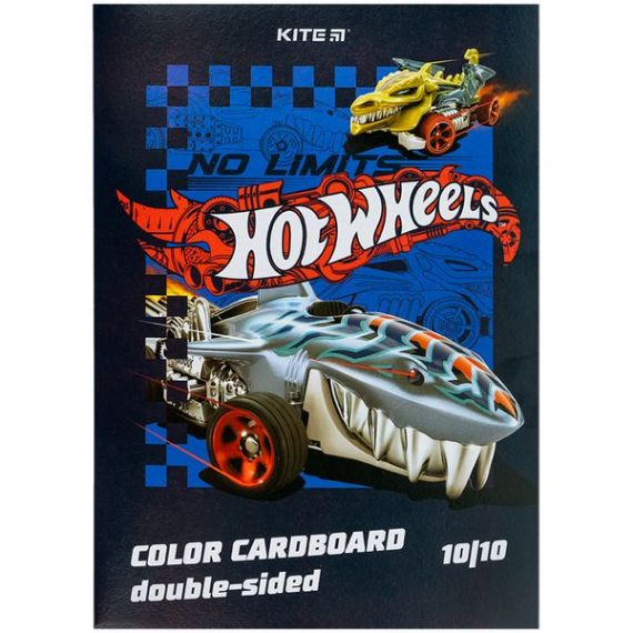 Картон кольоровий двосторонній А-4 10арк Hot Wheels Kite