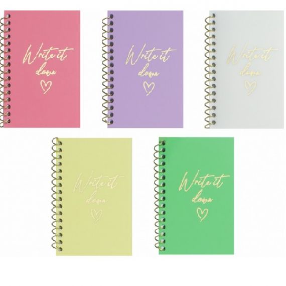 Блокнот А-7 60аркушів клітинка, спіраль збоку, пластикова обкладинка Асорті