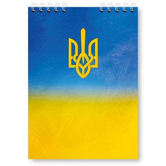 Блокнот А-5 48аркушів клітинка, спіраль верхня, картонна обкладинка Герб Україна Поліграфіст