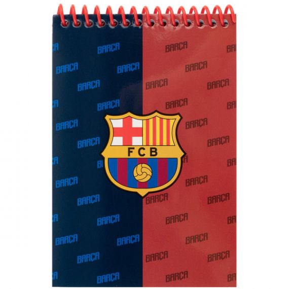 Блокнот А-6 48аркушів чисті блакитні, спіраль верхня, картонна обкл., FC Barcelona Kite