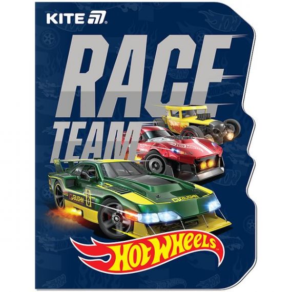 Блокнот А-6 60листов клетка, фигурная вырубка Hot Wheels Kite