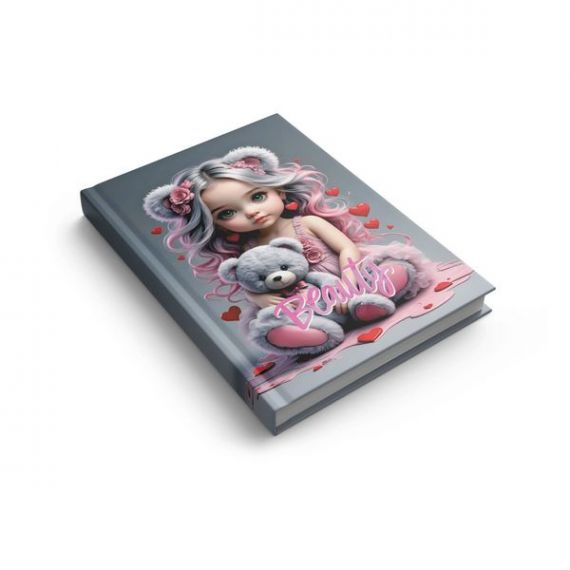 Блокнот А-7 48листов клетка, твердая обложка, Девочка с мишкой Блокнот А-7 48листов клетка, твердая обложка, Девочка с мишкой