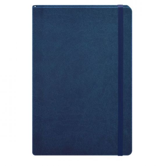 Блокнот на гумці А-5 128аркушів лінія, кремовий блок, штучна шкіра Twill синій