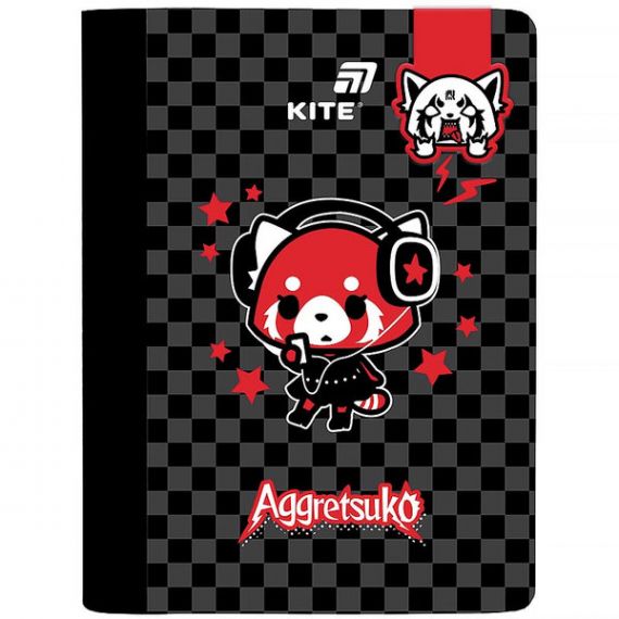 Блокнот А-5 60аркушів клітинка, картонна обкладинка, з магнітною закладкою, Aggretsuko Kite