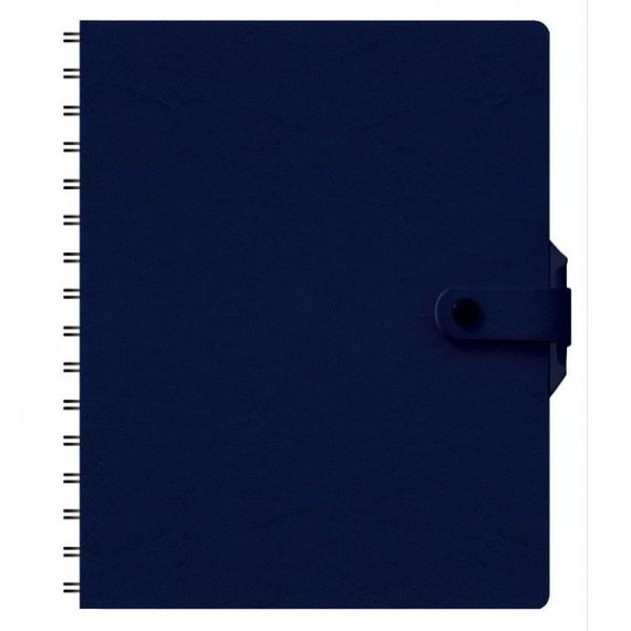 Щоденник на кнопці А-5 146арк м'яка обкл. синя, спіраль, кремовий блок лінія Поліграфіст