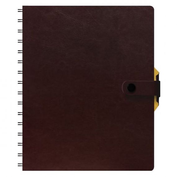 Щоденник на кнопці А-5 160арк м'яка обкл. коричневий, спіраль, кремовий блок лінія Поліграфіст Щоденник на кнопці А-5 160арк м'яка обкл. коричневий, спіраль, кремовий блок лінія Поліграфіст