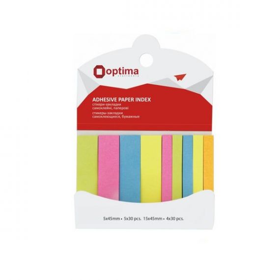 Индексы бумажные клейкие 12х45+5х45 270л неон Optima