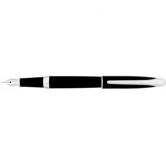 Ручка перова Cabinet Geneva чорна матова з сріблястим в футлярі