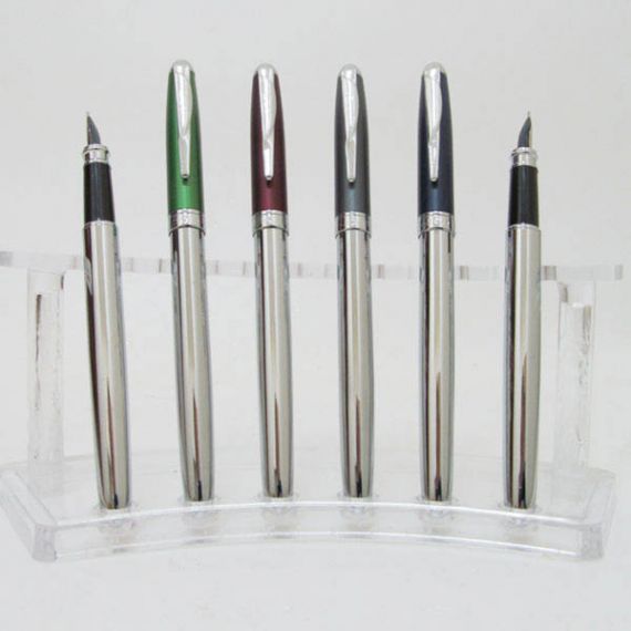 Ручка перьевая Baixin хромированный корпус серый, синий, зеленый, бордо