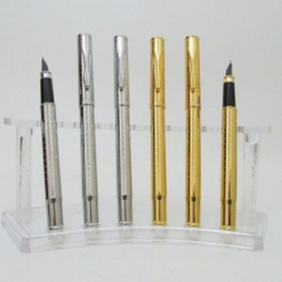 Ручка перьевая Baixin металическая глянцевая золотая, серебряная