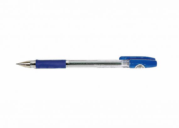 Ручка шариковая Pilot прозрачный корпус, металлический наконечник, резиновый грип, синяя