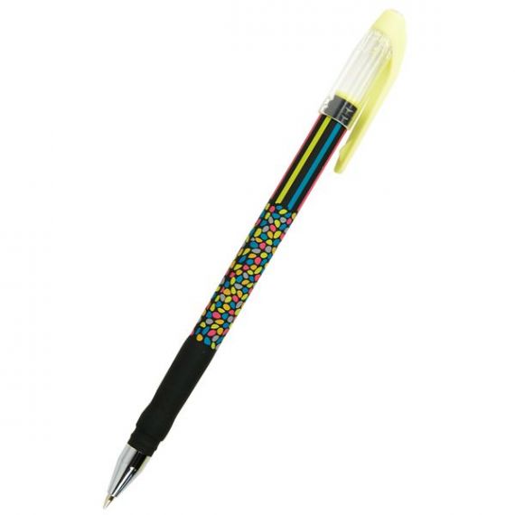 Ручка шариковая Axent Neon mosaic, синяя, прорезиненный корпус