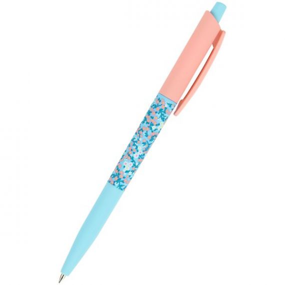 Ручка шариковая Axent Spring автоматическая, прорезиненный корпус, синяя