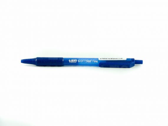 Ручка масляна BIC Soft Feel Clic Grip гумовий гріп, автоматична синя