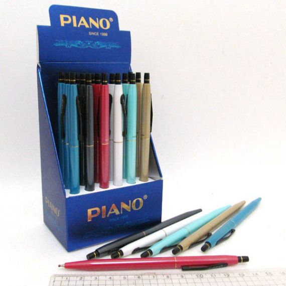Ручка масляная Piano авт., ассорти, синяя, 0,5мм