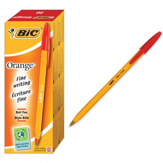Ручка масляна BIC Orange жовтий корпус червона