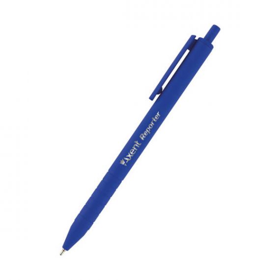 Ручка масляна Axent Reporter автоматична, прогумований корпус асорті, синя