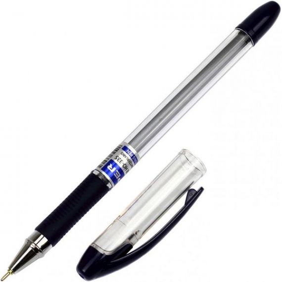 Ручка масляная Hiper Max Writer резиновый грип, прозрачный корпус, синяя