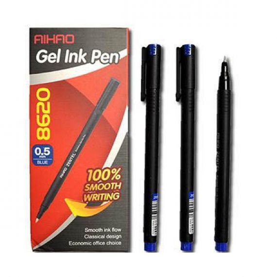 Ручка гелевая AIHAO черный пластиковый корпус, синяя