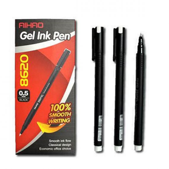 Ручка гелева AIHAO чорний пластиковий корпус, чорна