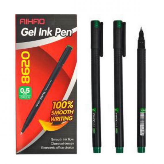 Ручка гелева AIHAO чорний пластиковий корпус, зелена