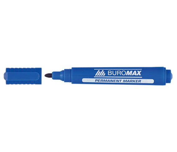 Маркер перманентный Buromax 2-4мм круглый синий