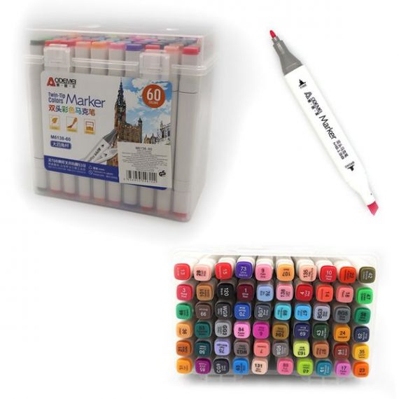 Набір маркерів sketch в пластик.боксі 60шт Aodemei Marker