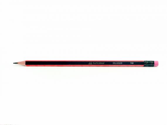 Олівець графітний Buromax HB мікс чорно-неоновий з гумкою трикутний