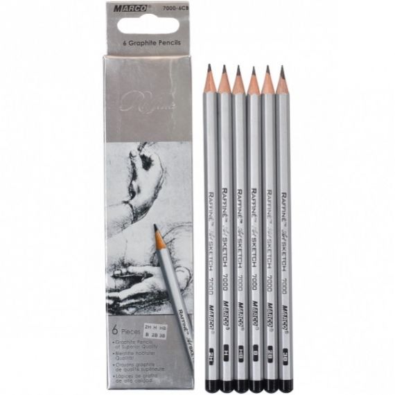 Набір олівців графітних Marco Raffine 6шт. 2Н-3В