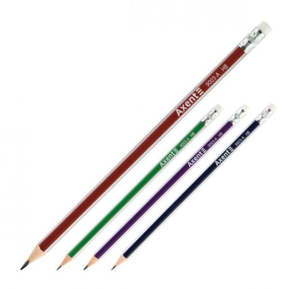 Олівець графітний Axent HB мікс з гумкою трикутний