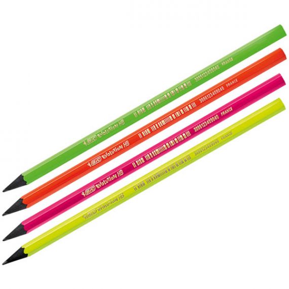 Олівець графітний BIC Evolution Fluo HB мікс пластиковий