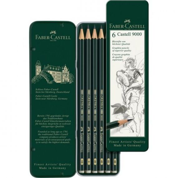 Набор карандашей графитных Faber-Castell 6шт. Н-8В метал. коробка