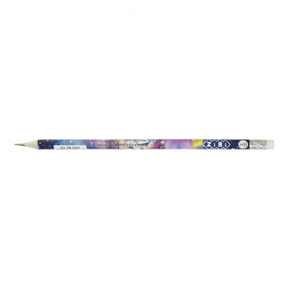 Карандаш графитный Zibi HB с ластиком Unicorn