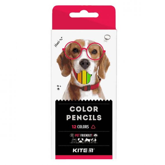 Карандаши цветные 12шт Kite Dogs треугольные