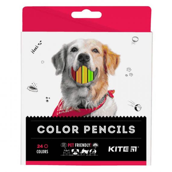 Олівці кольорові 24шт Kite Dogs