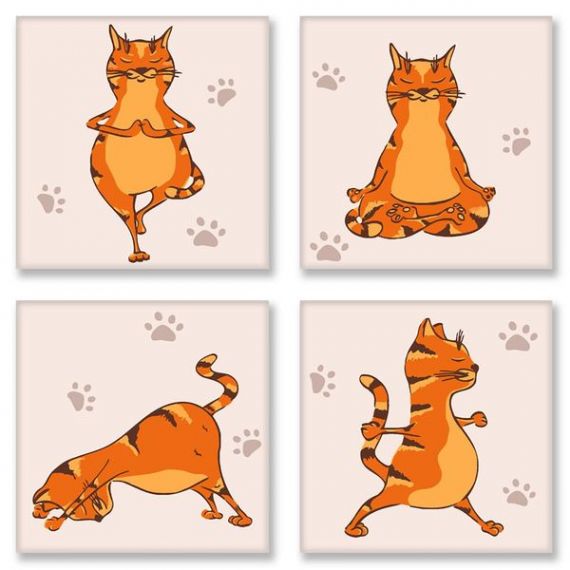 Картина по номерам Полиптих 4шт 18*18см Yoga-dog