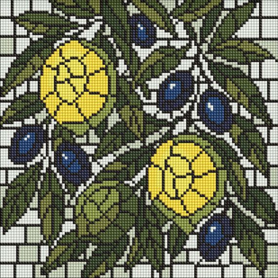 Набір картина з алмазної мозаїки 30х30см Вітраж. Лимони