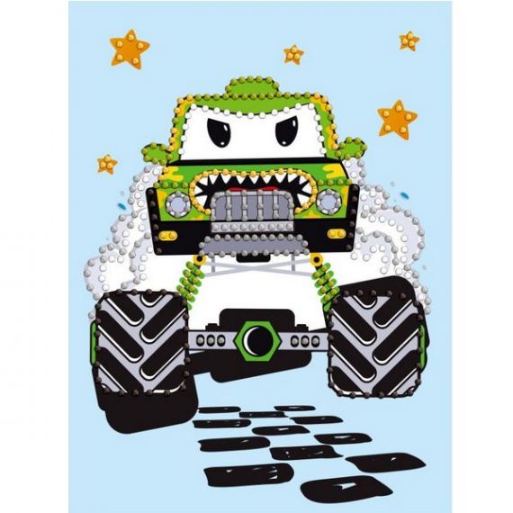 Набір картина з алмазної мозаїки (вибірковою)15х20см Машинка зелена