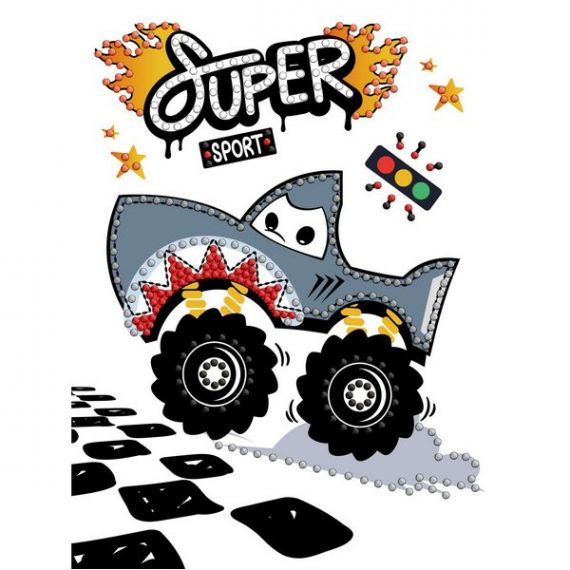 Набір картина з алмазної мозаїки (вибірковою)15х20см Машина-акула