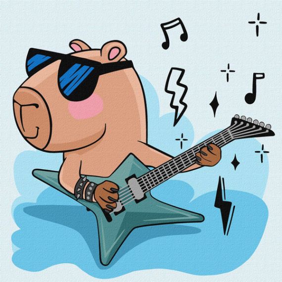 Картина по номерах 30х30см Капібара рок-зірка