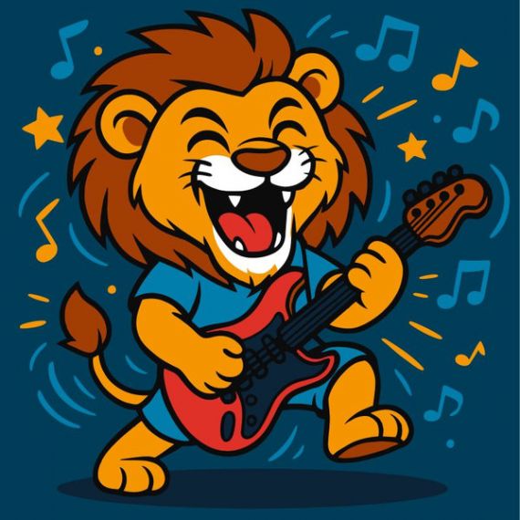 Картина по номерах 25х25см Лев з гітарою