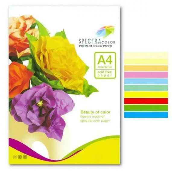 Набір кольорового паперу А-4 160г 10кол 100арк супер мікс Spectra Color