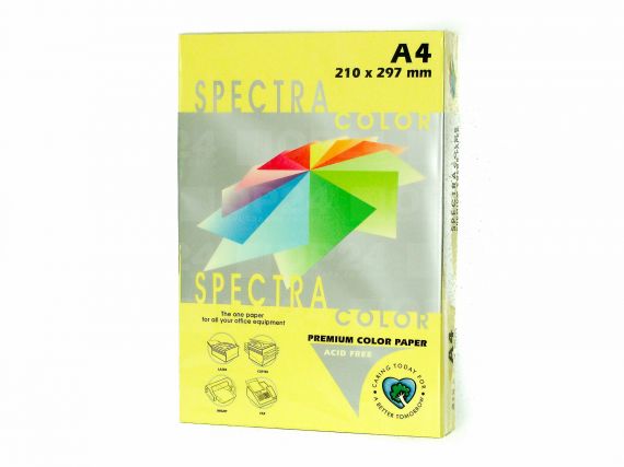 Бумага цветная А-4 160г 250л пастель желтая Yellow Spectra Color