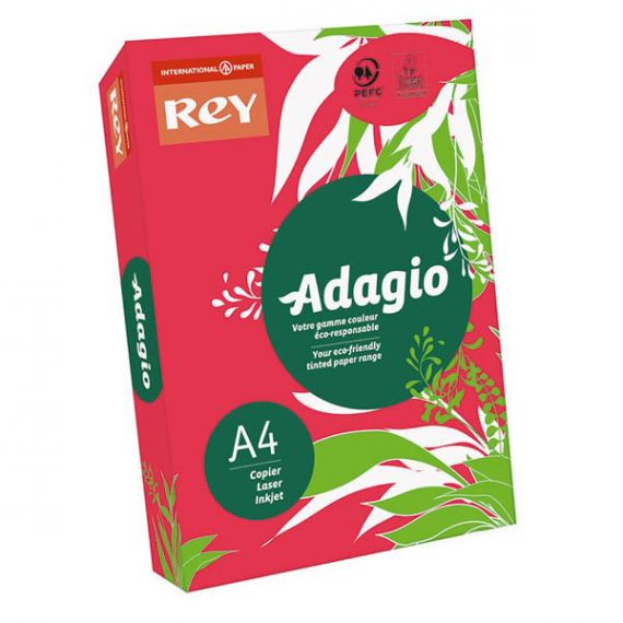 Бумага цветная А-4 160г 250л интенсив красный Red Rey Adagio