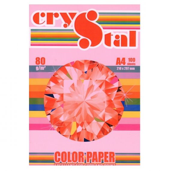 Бумага цветная А-4 80г 100л неон малиновая Neon Red Crystal Color Paper