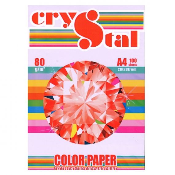 Бумага цветная А-4 80г 100л пастель сиреневая Lavander Crystal Color Paper